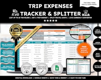 Travel Expense Tracker Google Sheets Travel Budget Planner Travel Budget Template Travel Expense Planner Trip Expense Tracker Vacation Costs