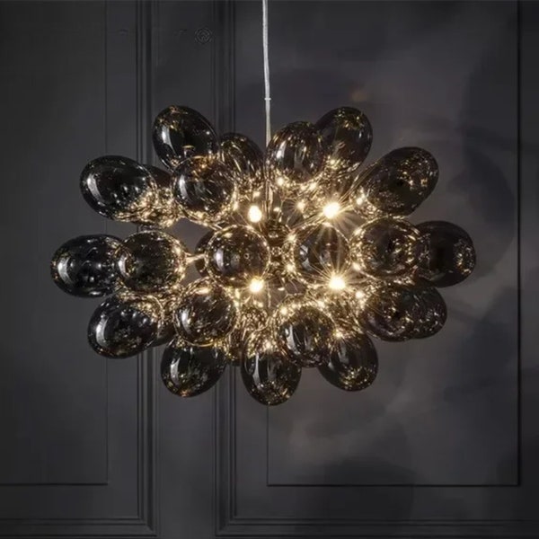 Modern smoky grape style chandelier, pendant lighting for living room, unique chandelier fixture, chandelier for bedroom and kitchen island