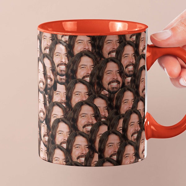 Taza de Dave Grohl / Idea de regalo de la taza de café de la celebridad / Taza para los fanáticos de Foo Fighters / Taza de té Idea de regalo divertida / Taza de cara de café personalizada