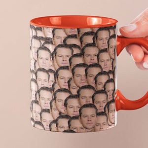 Taza de Matt Damon / Idea de regalo de la taza de café de la celebridad / Taza para los fanáticos de la película Good Will Hunting / Taza de té Idea de regalo divertida / Taza de cara de café personalizada