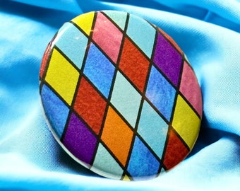 Vivid Stained Glass Inspired Pinback Button - 37mm/medium - 1pc
