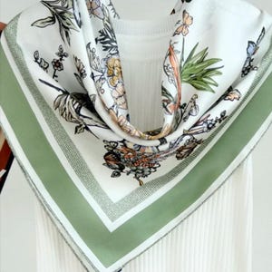 Women's Silk Twill Scarf, Shawl, Wrap, 100% Twill Silk (14 mm) for all Seasons 88cm x88cm ( 34" x 34")