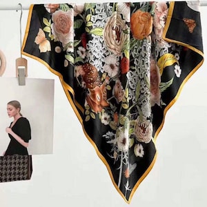Women&#39;s Silk Scarf, Shawl, Wrap, 100% Mulberry Silk, for all Seasons  90cm x 90cm (35&quot; x 35&quot;)