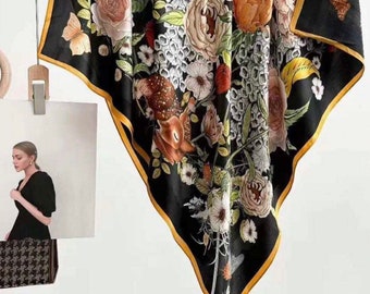Women&#39;s Silk Scarf, Shawl, Wrap, 100% Mulberry Silk, for all Seasons  90cm x 90cm (35&quot; x 35&quot;)