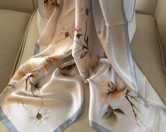 Women&#39;s Silk Scarf, Shawl, Wrap, 100% Mulberry Silk, for all Seasons  90cm x 90cm (35&quot; x 35&quot;)