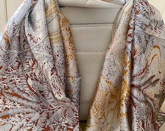 Damen Seidentuch Mit Hahnentritt-Muster - 90x90cm Satin Schal Für Haar & Hals