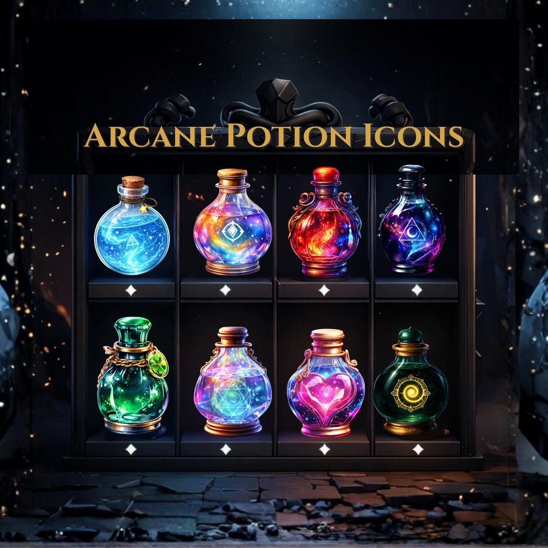 Fantasy Potion PNG: Arcane RPG Icons & Dnd Magic Bottle Clipart - Etsy