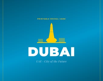 Dubai Surprise Trip Reveal Card, Vacation Announcement, Travel (Digital Download)