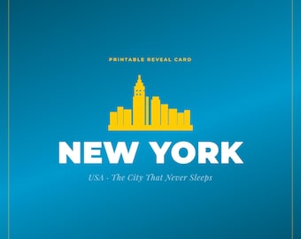 New York Trip Reveal Card, Vacation Announcement, Surprise Destination (Digital Download)