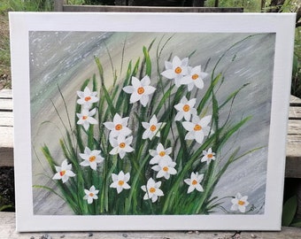 40*50cm Minimalistic Bouquet of daffodils acrylic painting on canvas