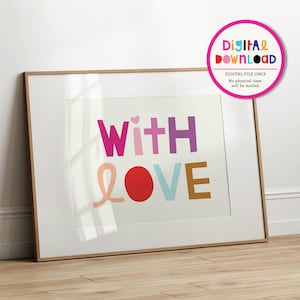 Z Miłością | Typograficzna Sztuka Ścienna, Plakat Do Pobrania Cyfrowego, Ilustrowane Pozytywne Afirmacje, Wystrój Domu, Walentynki, Karta Rocznicowa