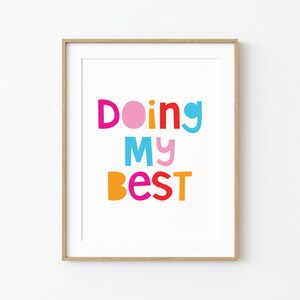 Mijn best doen | Vrolijke en kleurrijke typografische muurkunst | Positieve bevestigingsposter | Geïllustreerde afdruk | Direct downloaden