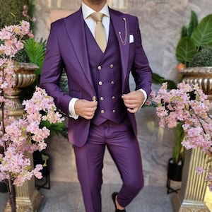 FINEST PURPLE SUIT Men, Men Suit 3 Piece Purple, Men Dinner Suit Purple ...