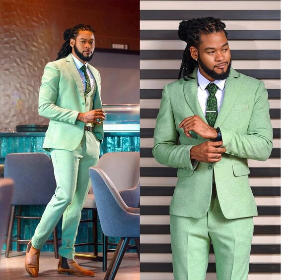 Crystal Double Breasted Light Green Suit freeshipping - BOJONI | Green suit,  Green suit men, Classy suits