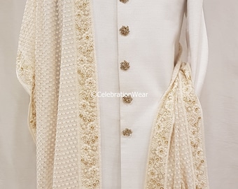White Shawl For Groom, sherwani shawl white, wedding shawl men, men shawl, indian groom shawl, sherwani shawl, groom wedding shawl, shawl