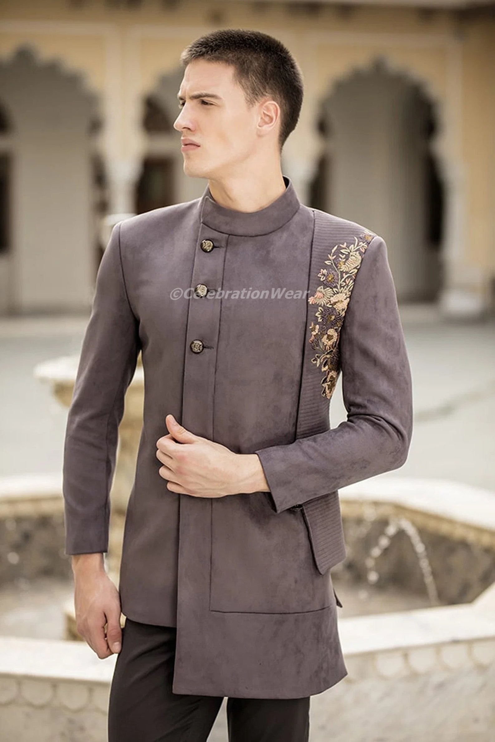 GROOM GRAY OUTFIT Gray Jodhpuri Suit Groom Jodhpuri Coat Etsy