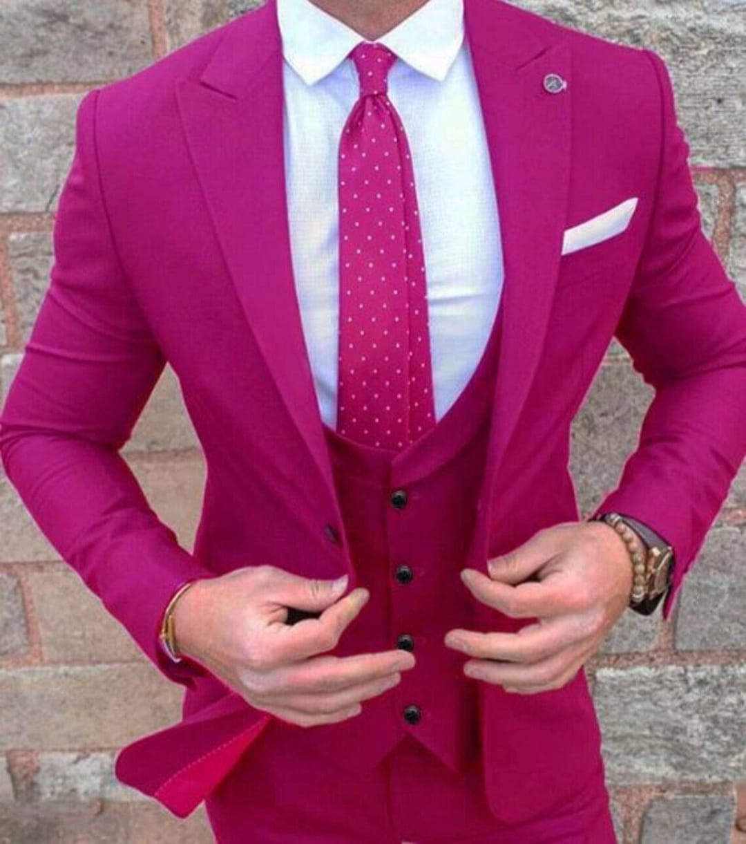 FINEST HOT PINK Suit Men,men Suit 3 Piece Pink,pink Suit Men, Men