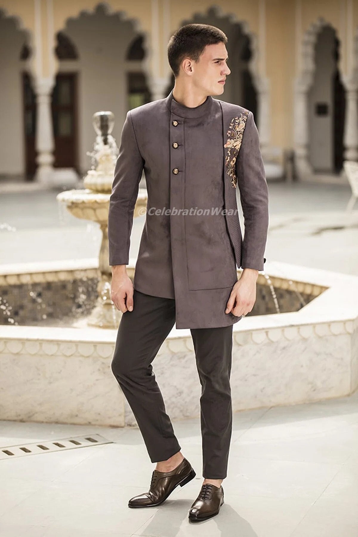 GROOM GRAY OUTFIT Gray Jodhpuri Suit Groom Jodhpuri Coat Etsy