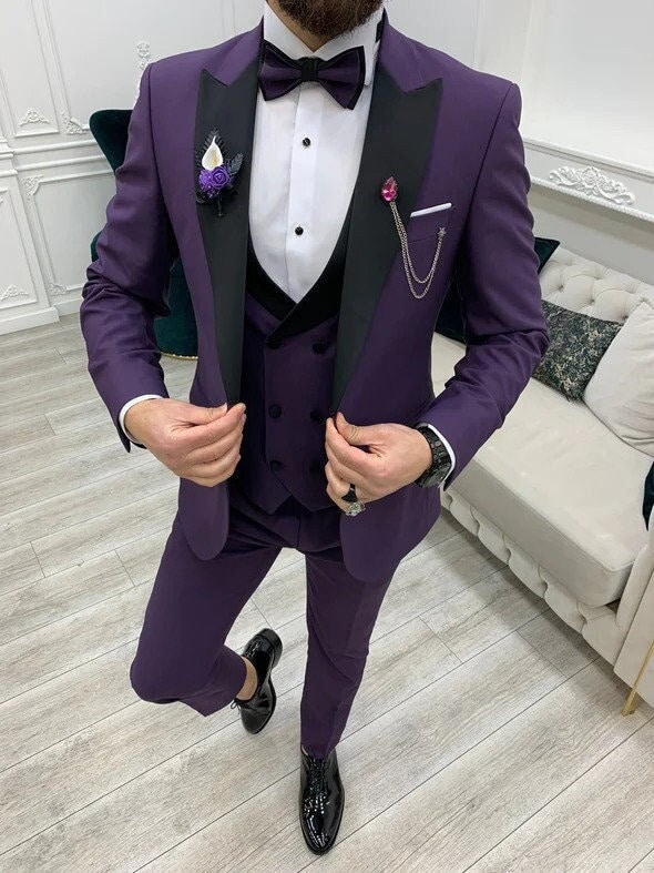 White and purple shop wedding tuxedos