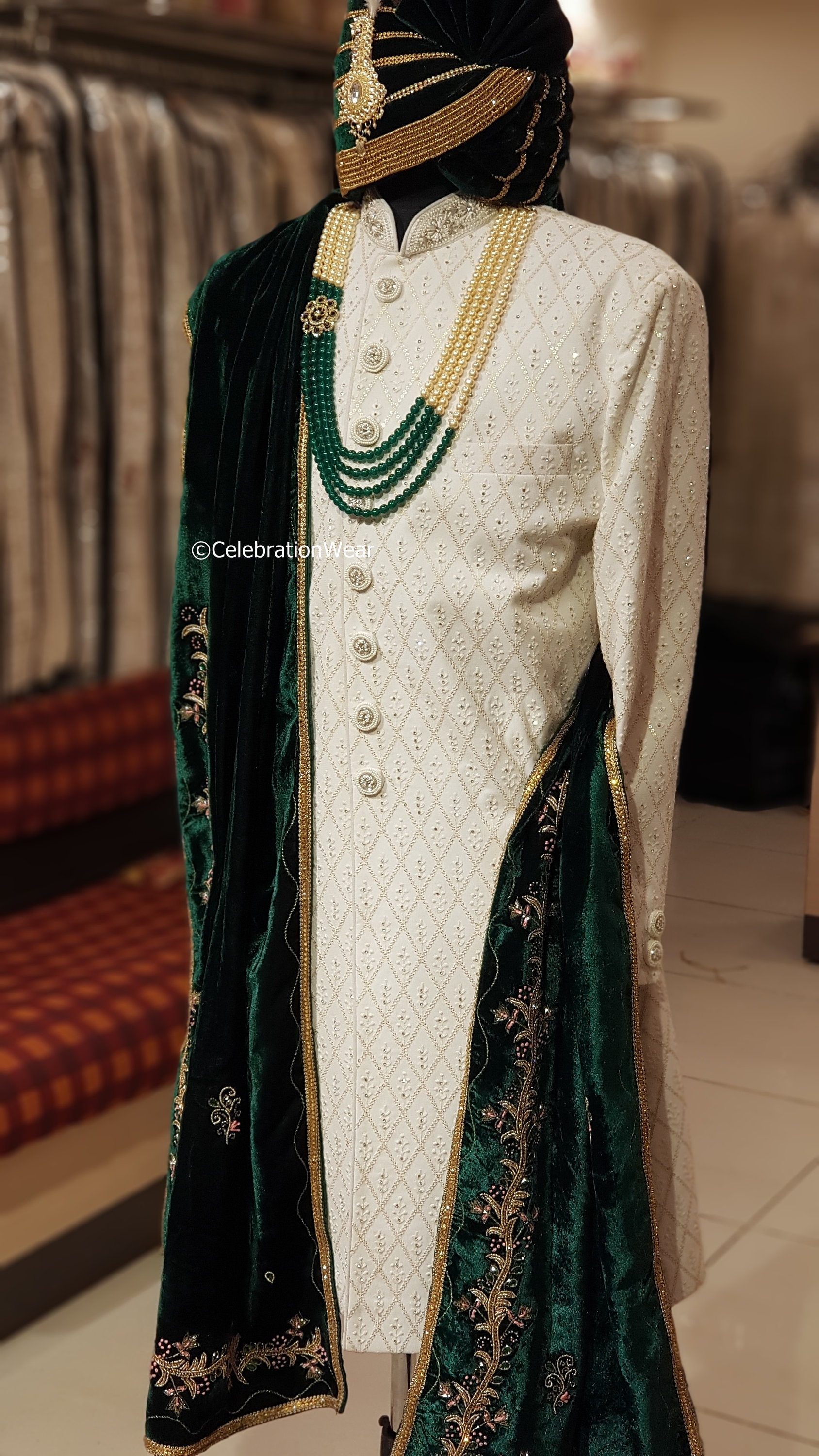 sherwani with shawl for groom
