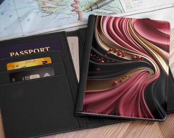 Noir Glitz Passport Cover, RFID Blocking Cover, Fits US Passport, Inner Pockets: Credit Cards/Boarding Passes/Travel ID, Personalized Print