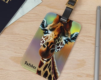 Patches the Giraffe Kids Luggage Tag, Luggage ID Tag, Name Tag Travel Accessory, Kids Suitcase Carry-on Bag Tag, Traveling with Kids ID Tag