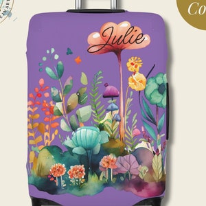 Purple Luggage Cover Floral Stylish Gift Stretch Fabric Suitcase Protector Trip Vacation Gifts Custom Luggage Personalized Cover Travel Gift