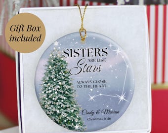 Personalized Sisters Ornament, Custom Names, Christmas 2026 Keepsake Sibling Gift