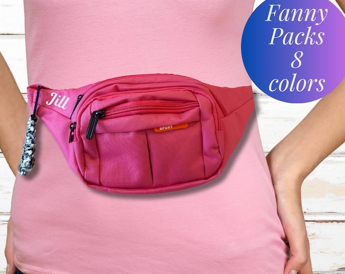 Personalized Fanny Pack Canvas Waist Bag Sport Bum Bag Festival Hip Pack Crossbody 8 Colors