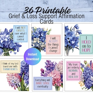 36 cartes d'affirmation de soi pour le deuil à téléchargement immédiat Cartes d'affirmation positive pour le soutien en cas de deuil à téléchargement immédiat