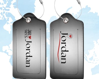 PU Leather Luggage Tag Personalized Honeymoon Suitcase Identifier Couple Travel Gift