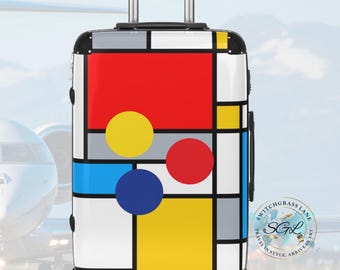 Mondrian Art Carry On Luggage Artsy Spinner Suitcase Abstract Travel Bag Modern Art Gift Women