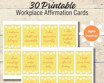 30 Workplace Affirmation Cards Digital Download Positive Coworker Deck Printable Workplace Environment Affirmations 30 Vision Board Cards