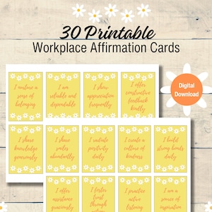 30 cartes d'affirmations sur le lieu de travail en téléchargement numérique pour un jeu d'affirmations positives pour les collègues de travail imprimables sur l'environnement de travail 30 cartes Vision Board