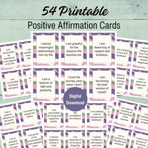 54 Positive Affirmation Cards Digital Download Motivational Statements Meditation Journaling and Vision Boards Boost Your Positivity