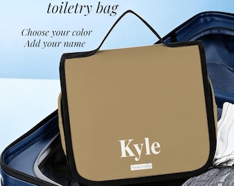 Custom Hanging Toiletry Bag Foldable Travel Vacation Organizer Personalized Trip Case Gift For Him