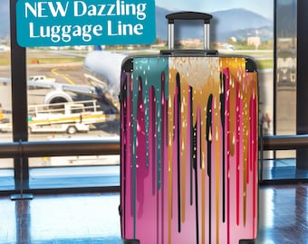 Ensemble de valises rigides scintillantes, 3 tailles de bagages assorties, bagages à main/en soute, roulettes à 360º, poignée réglable, voyage glamour