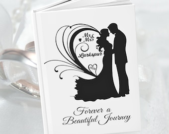 Personalized Bride & Groom Keepsake Journal Custom Hardcover Wedding Memory Book Gift