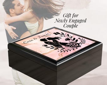 Personalized Engagement Keepsake Box Newly Engaged Couple Gift Custom Marble Memory Box