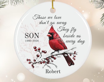 Personalized Cardinal Son Memorial Ornament Remembrance Gift For Loss Of Loved One Bereavement Keepsake