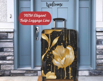 Tulip Nocturne Hard-Shell Luggage Set, Matching Luggage 3 Sizes, Carry On/Checked Bags, 360º Spinner Wheels, Adjustable Handle, Travel Glam