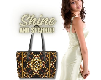 Diamonds Aglow Faux Leather Shoulder Bag, Glamorous Fashion Accessory for Day/Nite, Exquisite Art Deco Design, Bag Elevates Your Wardrobe