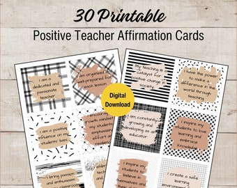 30 Teacher Affirmation Cards, Digital Download, Inspirational Words, Daily Classroom Use, Boost Your Spirits, Share with Other Teachers