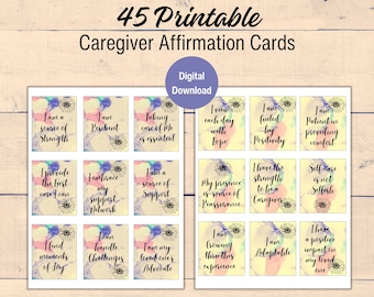 Caregiver Affirmation Cards Digital Download Positive Affirmations for Caregivers Printable Affirmation Cards Gift Caregivers Self-Care