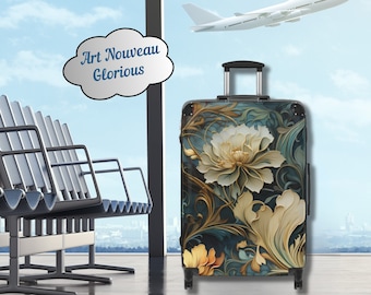 Magnifique ensemble de bagages à coque rigide Art nouveau, 3 tailles de bagages, bagage à main/sac à main, roulettes à 360º, poignée réglable, élégant