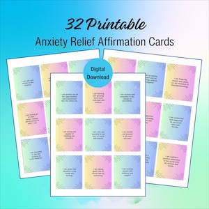 30 tarjetas de afirmación para aliviar la ansiedad Descarga digital Mensajes motivacionales Uso diario Meditación Tablero de visión Alivio de la ansiedad