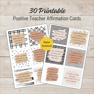 30 Teacher Affirmation Cards Digital Download Inspirational Words Daily Classroom Use Boost Your Spirits Share with Other Teachers
