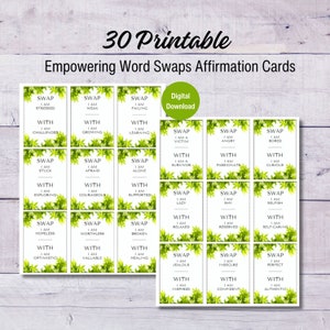 30 Affirmationskarten für Worttausch, Digitaler Download, 30 Vision Board-Karten zum Ersetzen negativer Affirmationen