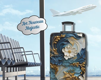 Maestoso set di valigie rigide in stile Art Nouveau, valigie abbinate in 3 dimensioni, borsa da trasporto/da stiva, ruote girevoli a 360º, maniglia regolabile, elegante