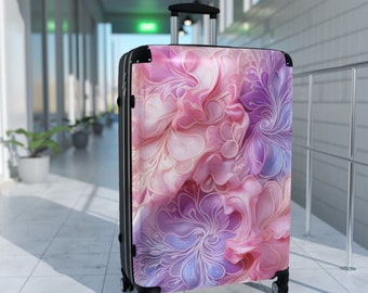Ensemble de bagages haut de gamme pastels pelucheux, 3 tailles de bagages à roulettes, bagage à main chic/sacs à main, poignée télescopique/roues à 360º/cadenas